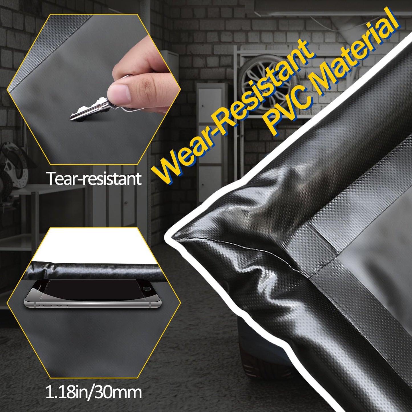 Bamgoten (8'6"× 20'）Garage Mats for Floor,1.2-Inch PVC Raised Edges for Cars SUVs Trucks for Residential Garages, Parking Lots, Warehouses and Repair Shops, Includes Gloves, Scraper, and Velcro Straps