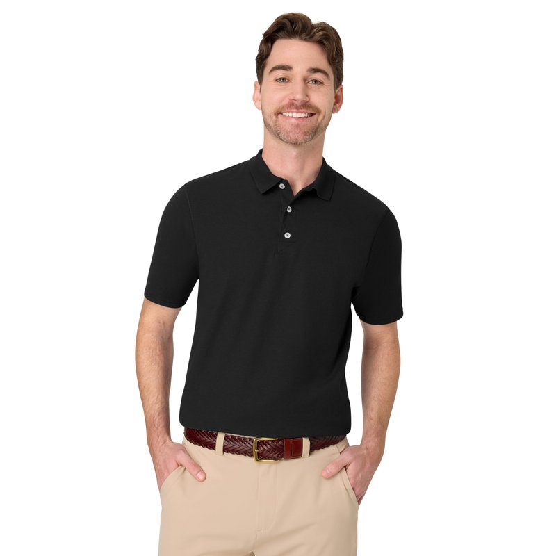 Hanes mens Short Sleeve X-temp Performance Polo fashion t shirts, Black, Large US