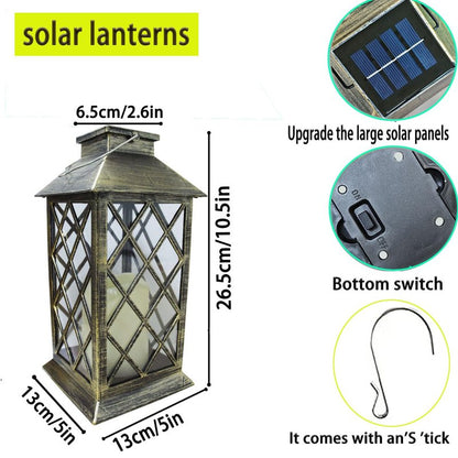 Solar Lanterns Outdoor Hanging Garden Lantern Waterproof LED Flickering Flameless Candle Mission Lights for Table,Outdoor，Mothers Day Gifts Mom Wife (1pack)