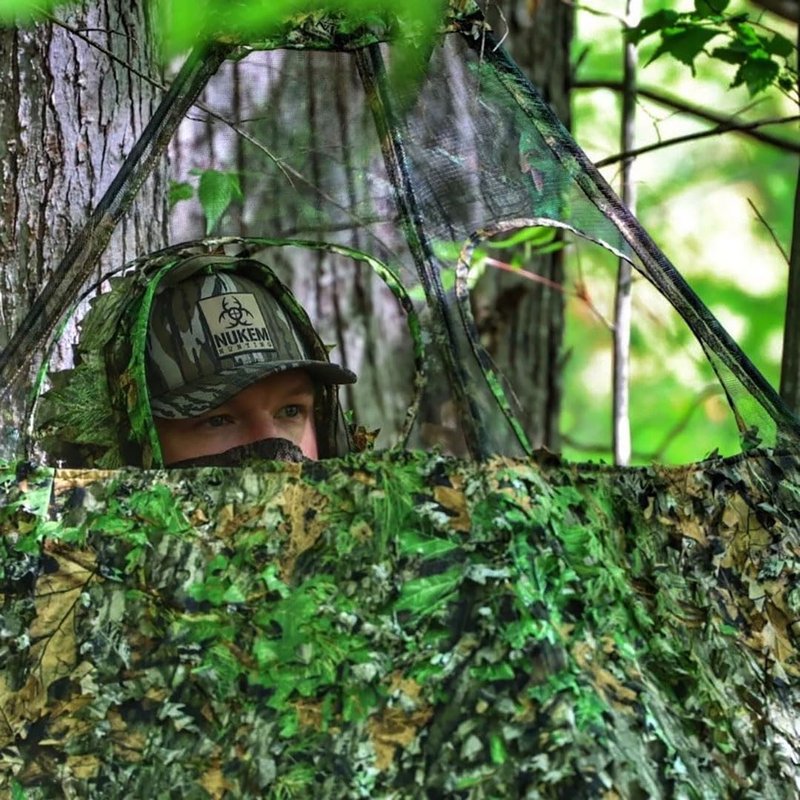 Nukem Grab & Go Hunting Ground Blind - Mossy Oak Obsession 3D Leafy - Lightweight Stake-Free Pop Up Turkey & Deer Blind (X-Large)