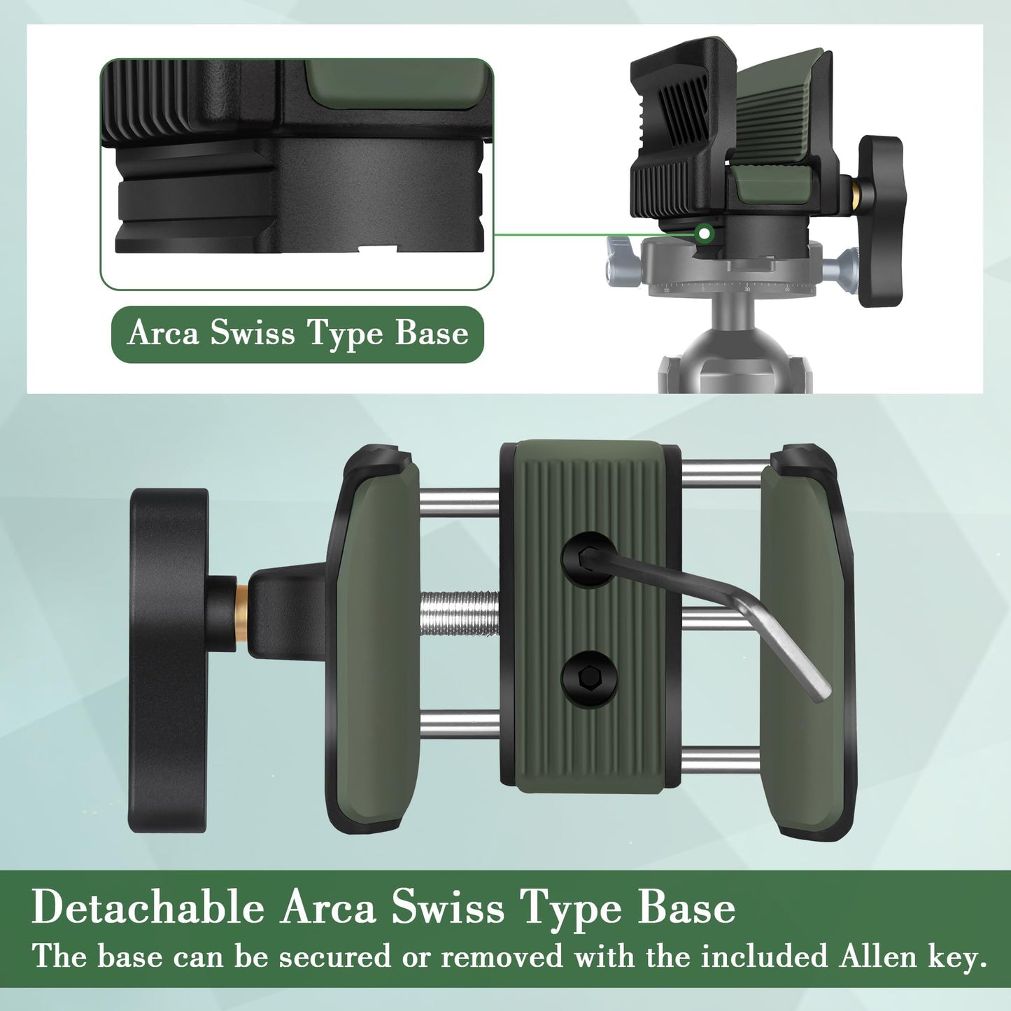 Manbily U-7 Shooting Saddle for Hunting Tripod, Aluminum Alloy Universal Rest Head Clamp Mount, Arca-Swiss Compatibility Base for monopod, Green