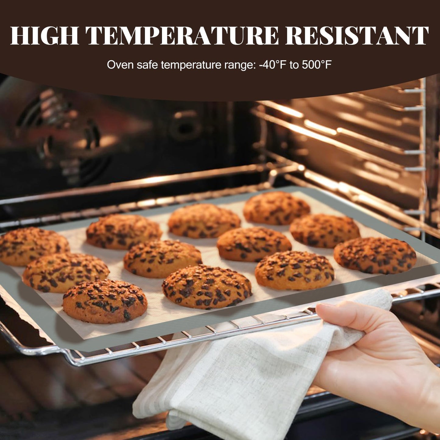 Silicone Baking Mat Set, Nonstick Reusable Liners, 2 Half & 1 Quarter Sheet for Cookies, Bread, Pastry, Dough Prep and Oven Baking