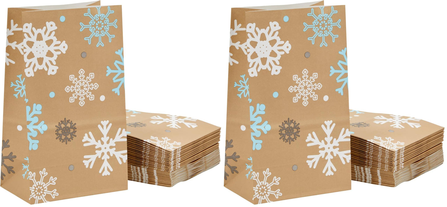 Juvale Paper Winter Gift Bags - 36 Count, 5.15 x 3.2 x 8.5 In, Red & White Snowflake - Reinforced Tear-Resistant Bottom - Snowflake Party Favor & Treat Bags for Snacks & Treats (Pack of 2)