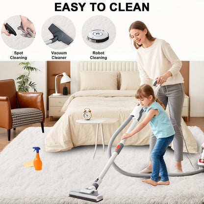 9x12 Shag Area Rugs for Living Room, Extra Large Ultra Soft Fluffy Furry Rug for Bedroom, Indoor Carpet Plush Fuzzy Nursery Rugs for Kids Girls and Boys, Dorms, Classroom, Home Decor Aesthetic, White
