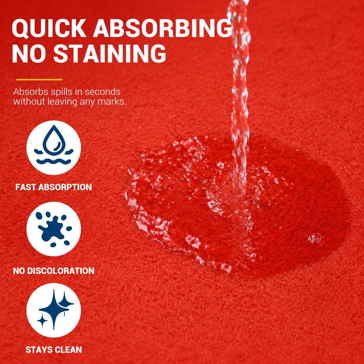 3x15 Ft Red Carpet Runner with Non-Slip TPR Rubber Backing, Aisle Runner Rug for Wedding Party Prom, Indoor Outdoor Waterproof Runway Carpet for Events & Entrance