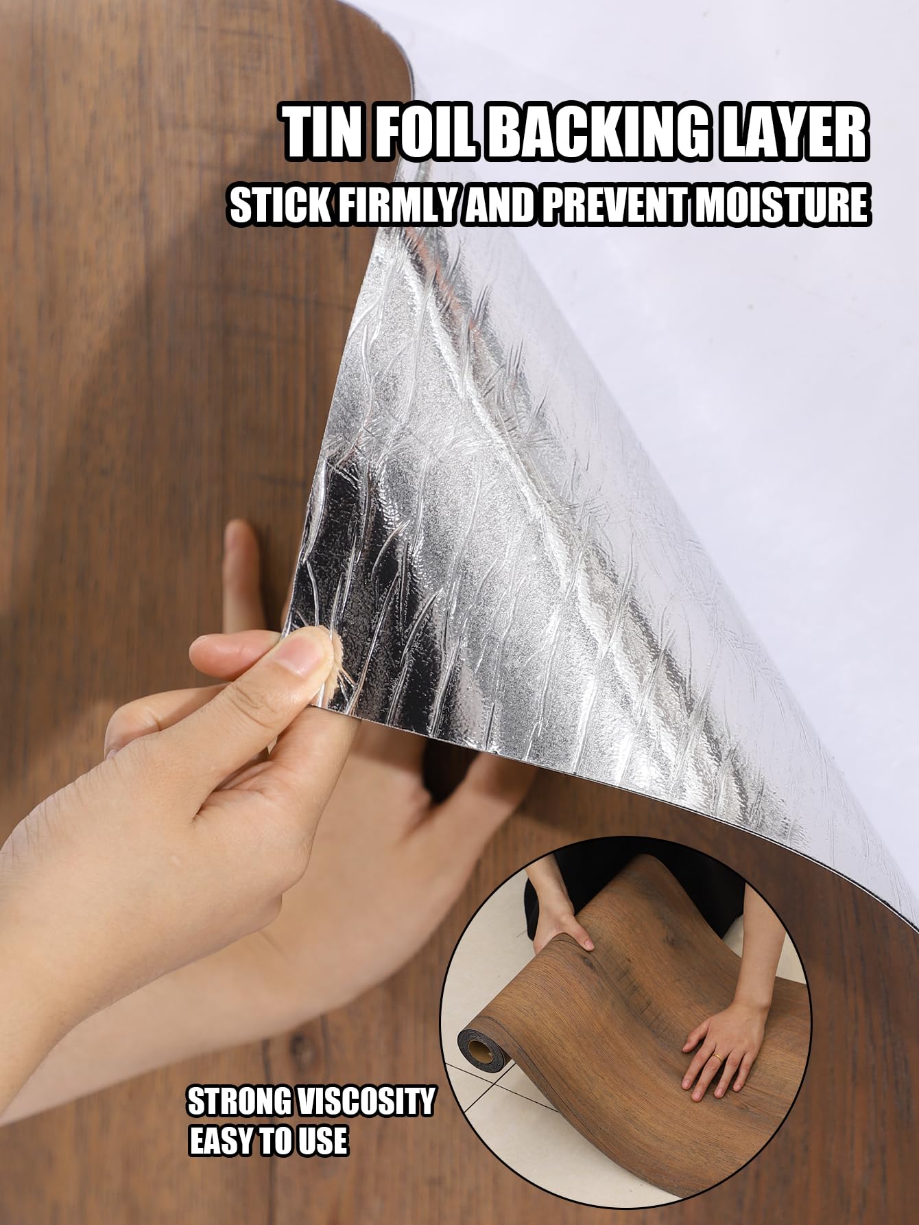 Luxury Thicken Wood Grain Peel and Stick Floor Tiles Self-Adhesive Vinyl Flooring Roll-DIY Easy for Wall and Floor,Hard Surface/Waterproof/Anti Slip (Brown Vinyl Flooring, 17.72 "W x 118" L)