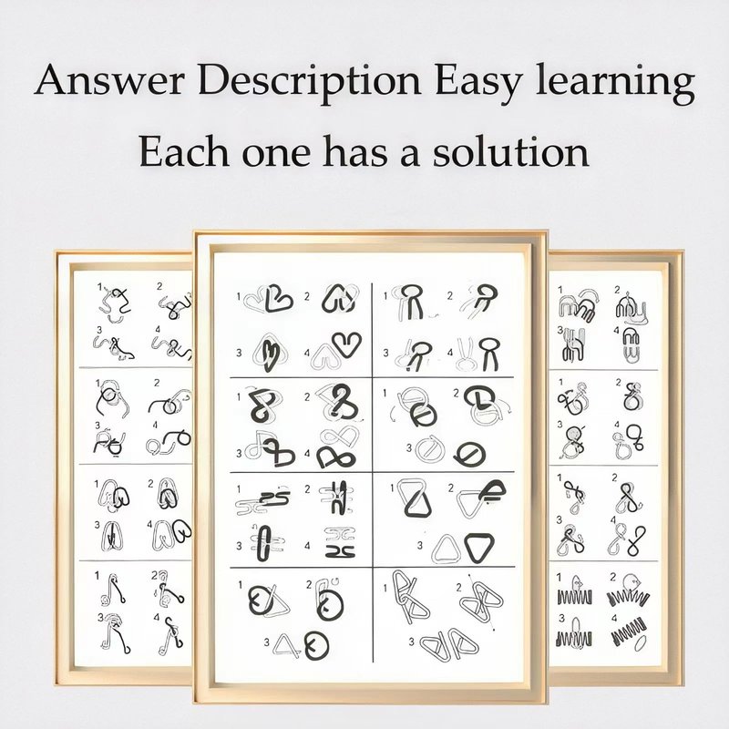 GEKELI Metal Wire Puzzle Set of 24 with Pouch,Brain Teaser IQ Test Disentanglemen Iron Link Unlock Interlock Game Chinese Ring Magic Trick Toy for Party Favor Kids Adults Challenge
