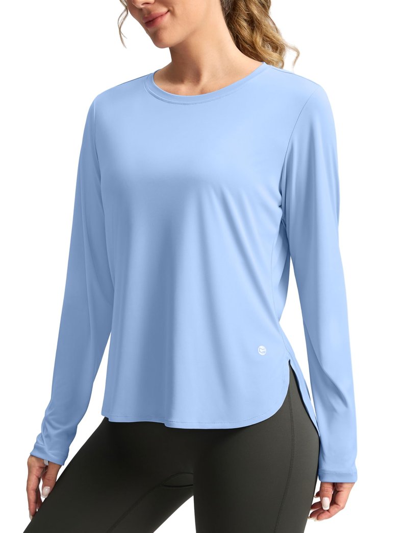 Women's Sun Shirts UPF 50+ Long Sleeve UV Protection Shirt Lightweight Quick Dry Workout Hiking Tops for Women(Haze Blue,M)