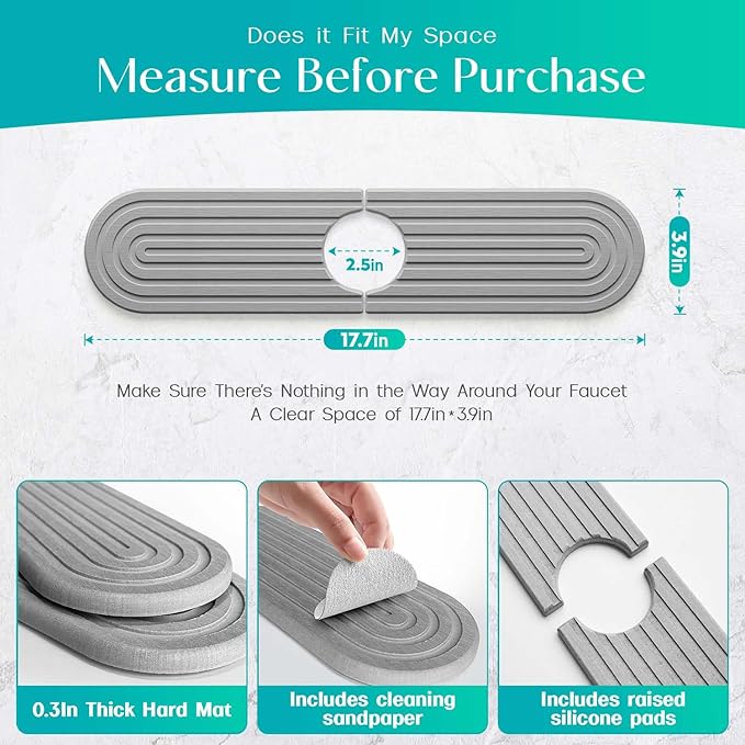 Stone Faucet Mat for Kitchen Sink – Diatomite Fast-Drying Stone Tray, Faucet