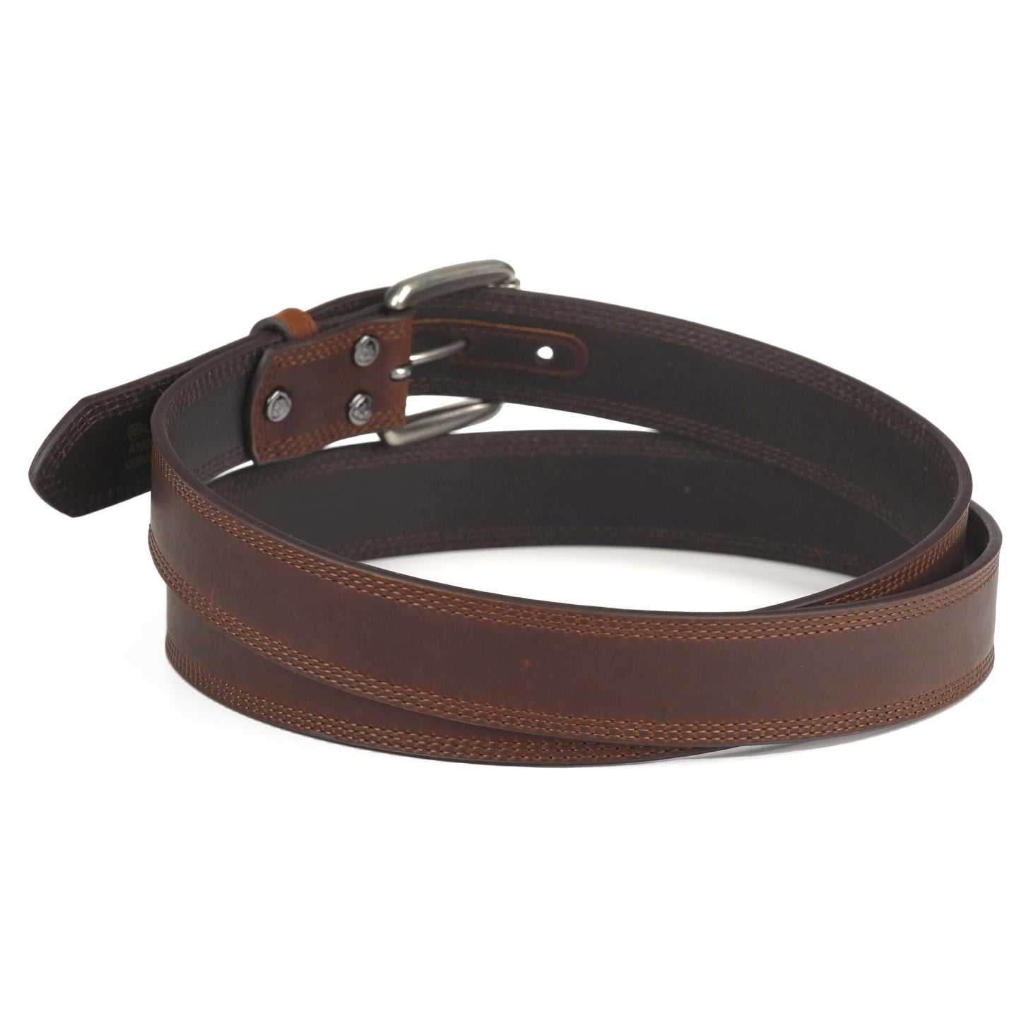 ARIAT Men's Copper Full-Grain Leather Belt with Silver Buckle, 36