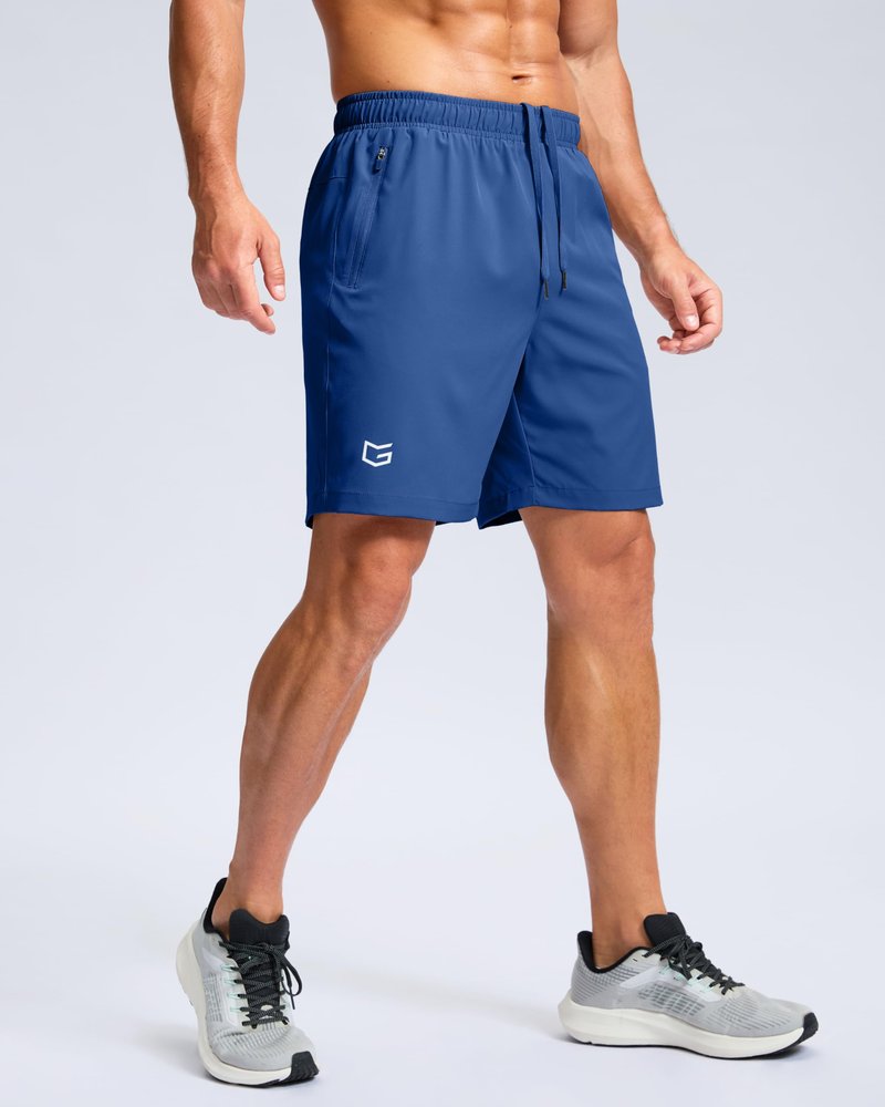 G Gradual Men's Athletic Running Shorts with Zipper Pockets Quick Dry 7"/ 5"/ 9" Workout Gym Shorts for Basketball Hiking(Royal Blue,7S)