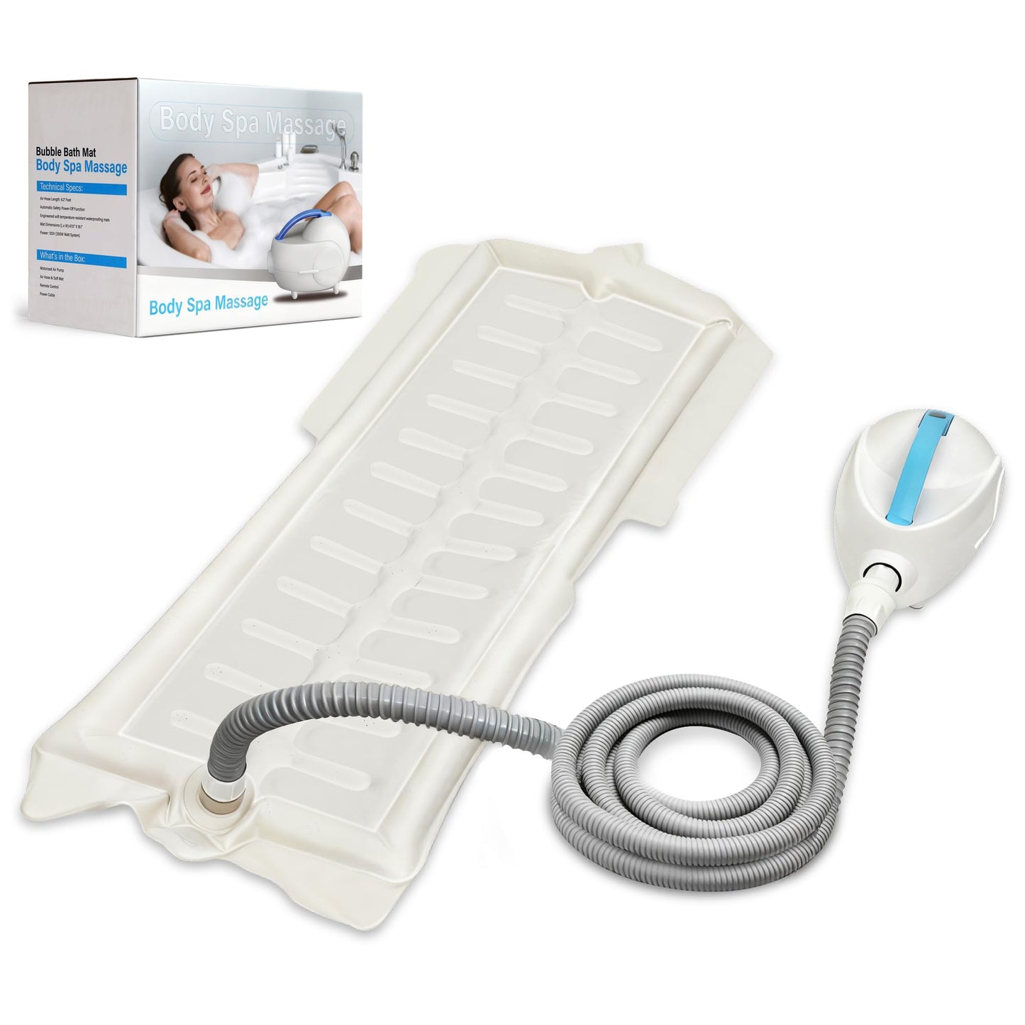 Bubble Mat for Bathtub – Bubble Bath Mat Tub Spa Massager with Adjustable 3-Speed Hydrotherapy Jets, Secure Non-Slip Suction Cups & Ultra-Quiet Motor – Portable, Luxurious Home Spa