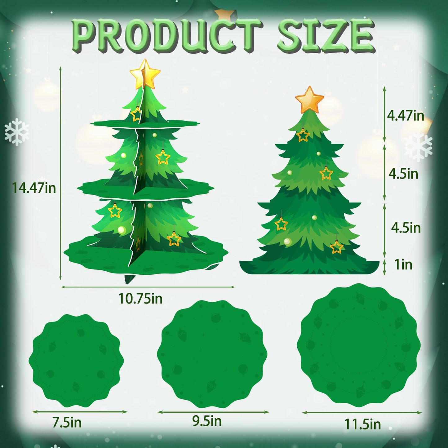 WEEPA Christmas Party Decorations Christmas Cake Stand 3 Tier Christmas Tree Cupcake Stand for Birthday Party Supplies