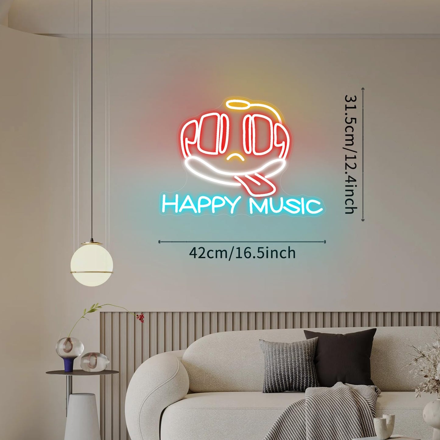 Neonawall Happy Music Neon Sign for Wall Decor Light Up Letters Business Led Sign Music Birthday Party Signs Led Decorative Night Signs Room Decorations Christmas Party Gifts for Bar Musician Studio