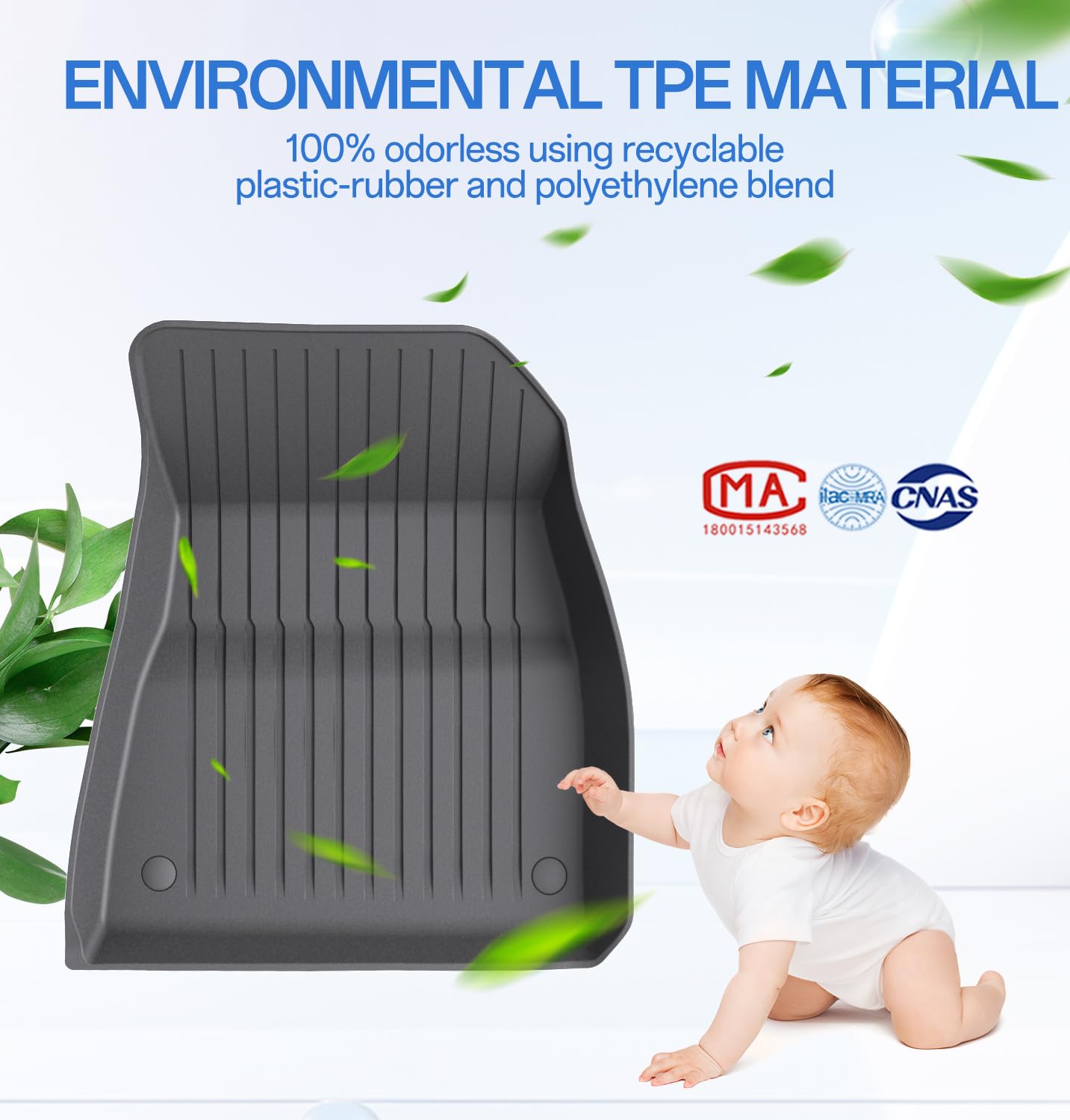 Wekar Floor Mats Fits for Tesla Model 3 2023-2018 - All Weather TPE Custom Fit Car Mats Floor Liners, Custom Fit, 3-Piece