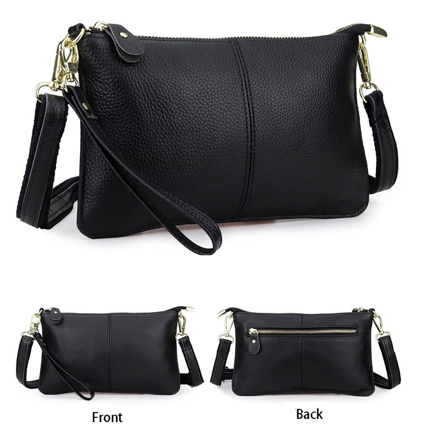 AurexaFashion Genuine Leather Small Crossbody Phone Bag for Women, Slim Wallet Credit Card Holder Wristlet Clutch Purse (Dark Blue)