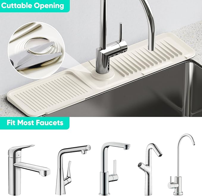 24'' Faucet Mat for Kitchen Sink Faucet Mat Kitchen Sink Splash Guard Silicone