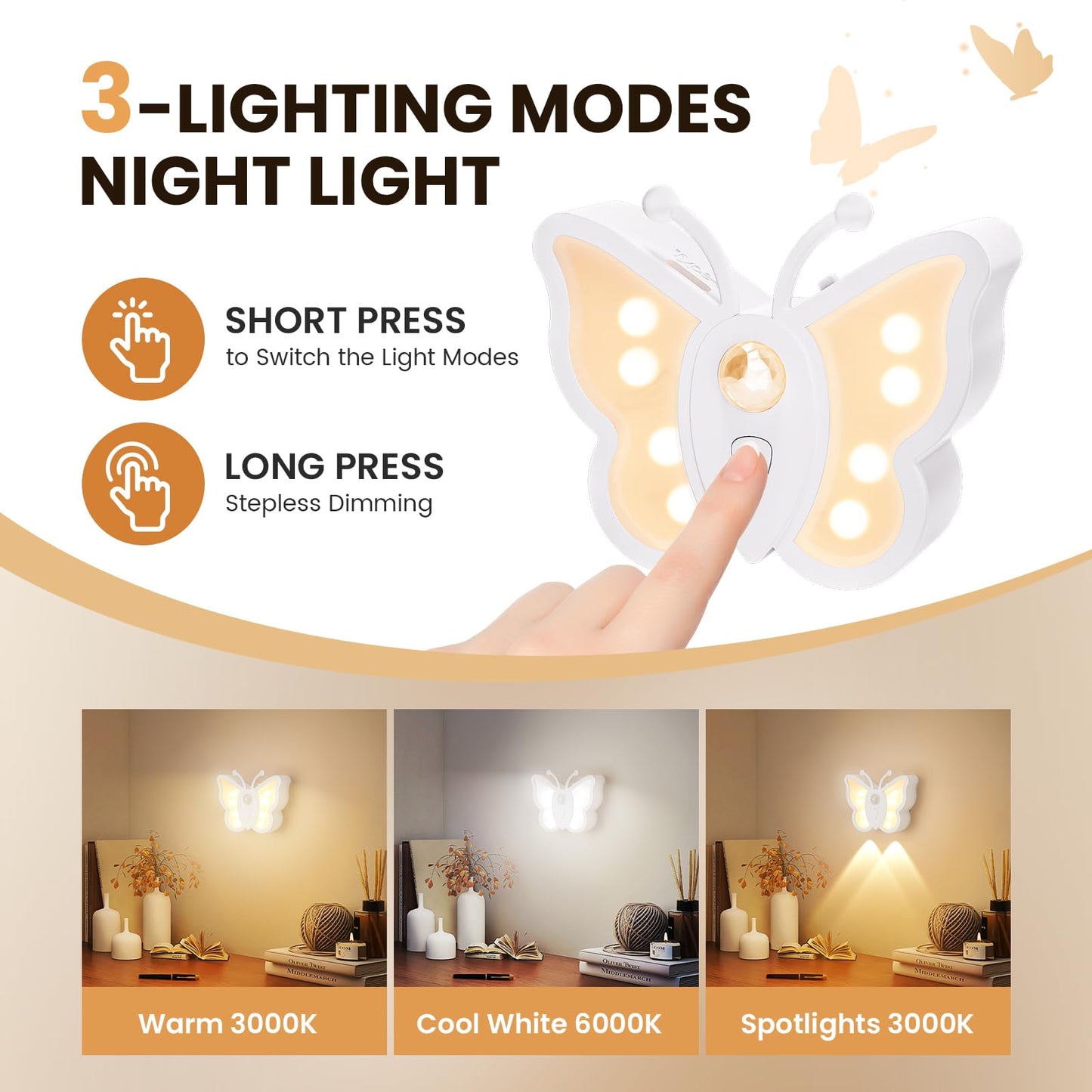 LOFTEK Motion Sensor Night Light, Rechargeable Stair Lights, Wireless with Magnetic Stick on Wall Light for Hallway, Bathroom, Bedroom, Kitchen, Portable for Outdoor Camping, Warm White, 4 Pack