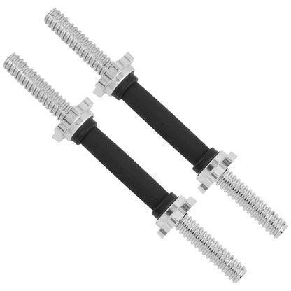 Yes4All Pair of Threaded Dumbbell Handles 14/16/18/24 inch, Chrome/Rubber Grip, Fit 1” Plates, Weight Bar Connector