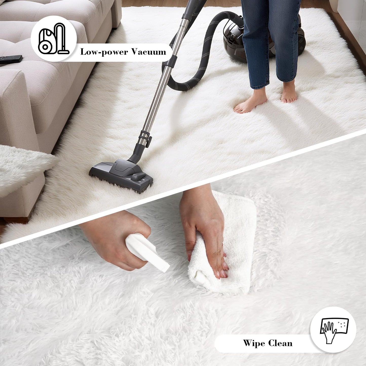 Soft Runner Rugs for Bedroom, White 2x6 Area Rugs Fluffy Rug Shag Area Rug Carpet, Bedside Rug for Living Room Bedroom Room Home Decor