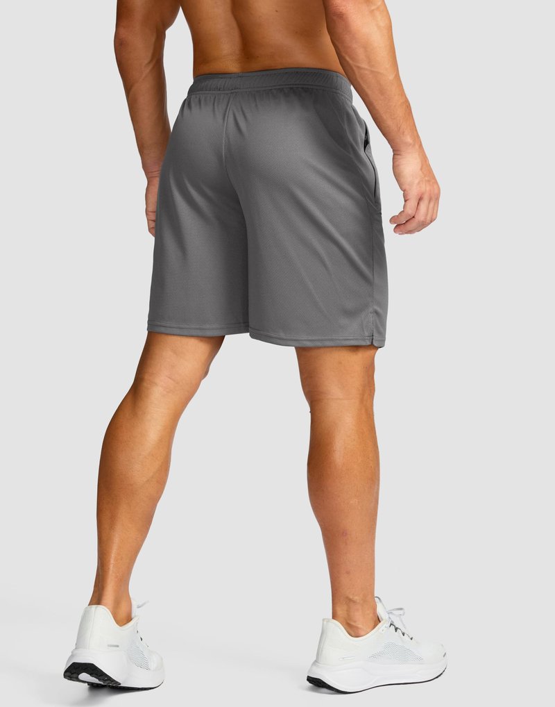 G Gradual Men's 7" Workout Running Shorts Quick Dry Lightweight Gym Shorts with Zip Pockets (Gray Large)