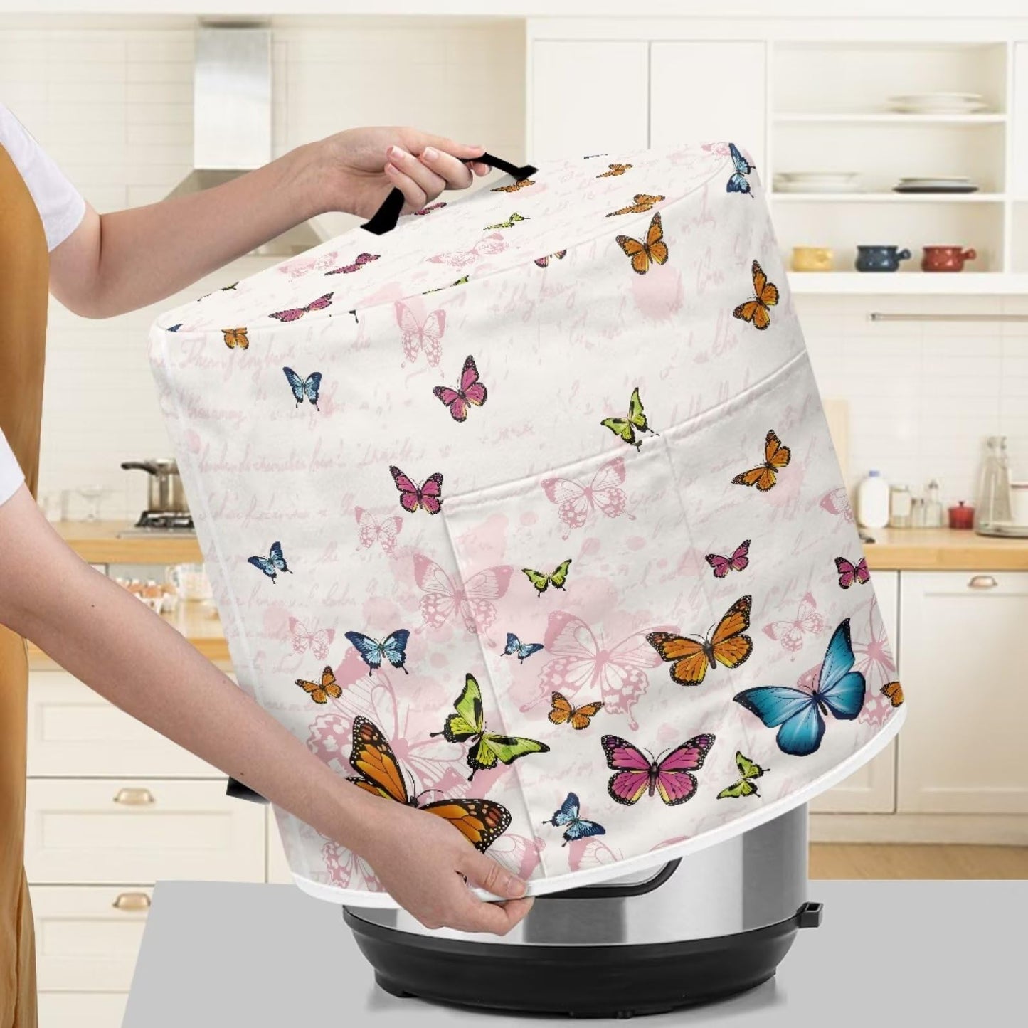 Tutolipy Butterflies Pressure Cooker Cover Round Dust-proof Cover for Bread Maker Rice Maker Soup Pot Pressure Cooker Coffee Maker Cover