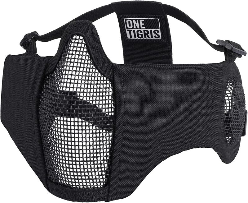 OneTigris Tactical Half Face Airsoft Mesh Mask - Foldable Design with Ear Protection | Military-Grade Comfort