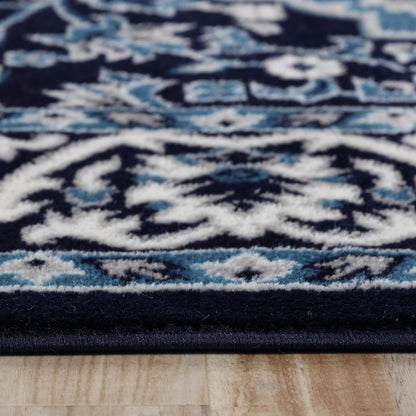 Superior Indoor Runner Rug, Plush Carpet Cover, Traditional Oriental Medallion, Perfect for Hallway, Entryway, Living Room, Dining, Bedroom, Office, Kitchen, Glendale Collection, 2'7"x10', Blue