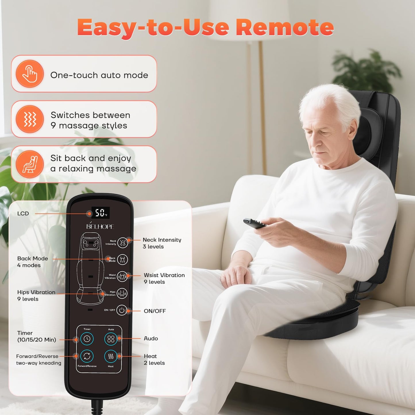 Shiatsu Neck and Back Massager with Heat, 4D Kneading Back Massager for Pain Relief Deep Tissue, Comfortable Back Massage for Chair, Massager for Home Office, Gifts for Women Men Parents Christmas