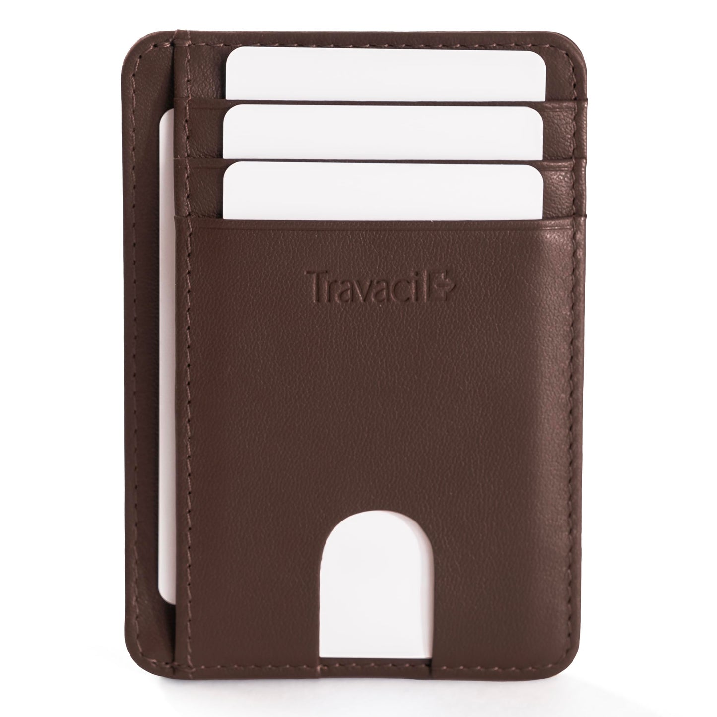 Travaci Full Grain Leather Slim Wallet for Men and Women - Small Minimalist Wallet and Leather Card Holder - Thin Front Pocket Credit Card Holder - Dark Brown