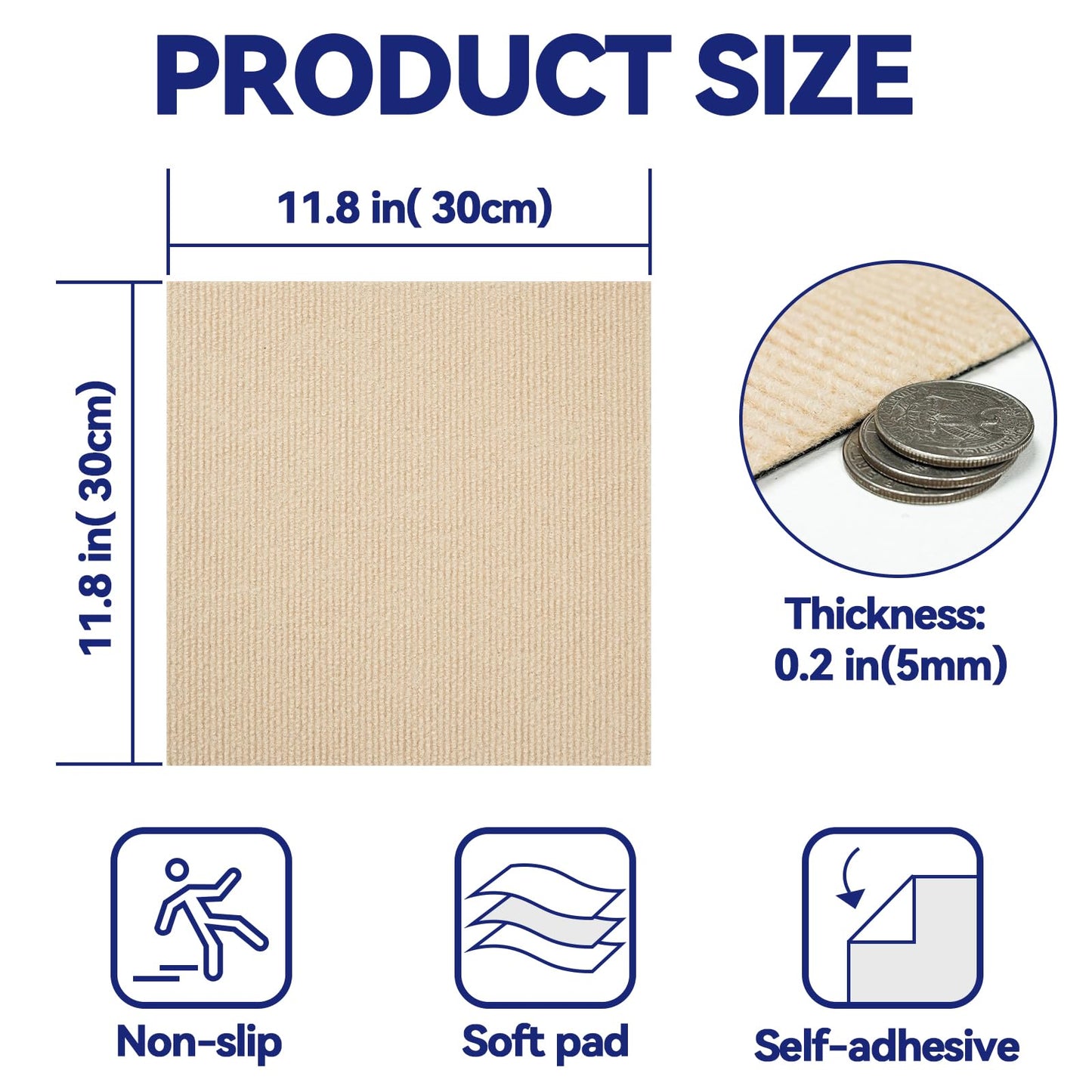 CUCOS Carpet Tiles Peel and Stick, Squares Carpet Floor Tile 12” x 12”, Soft Padded Carpet Tiles, Self Adhesive Carpet 10 Tiles Per box/10Sq Ft