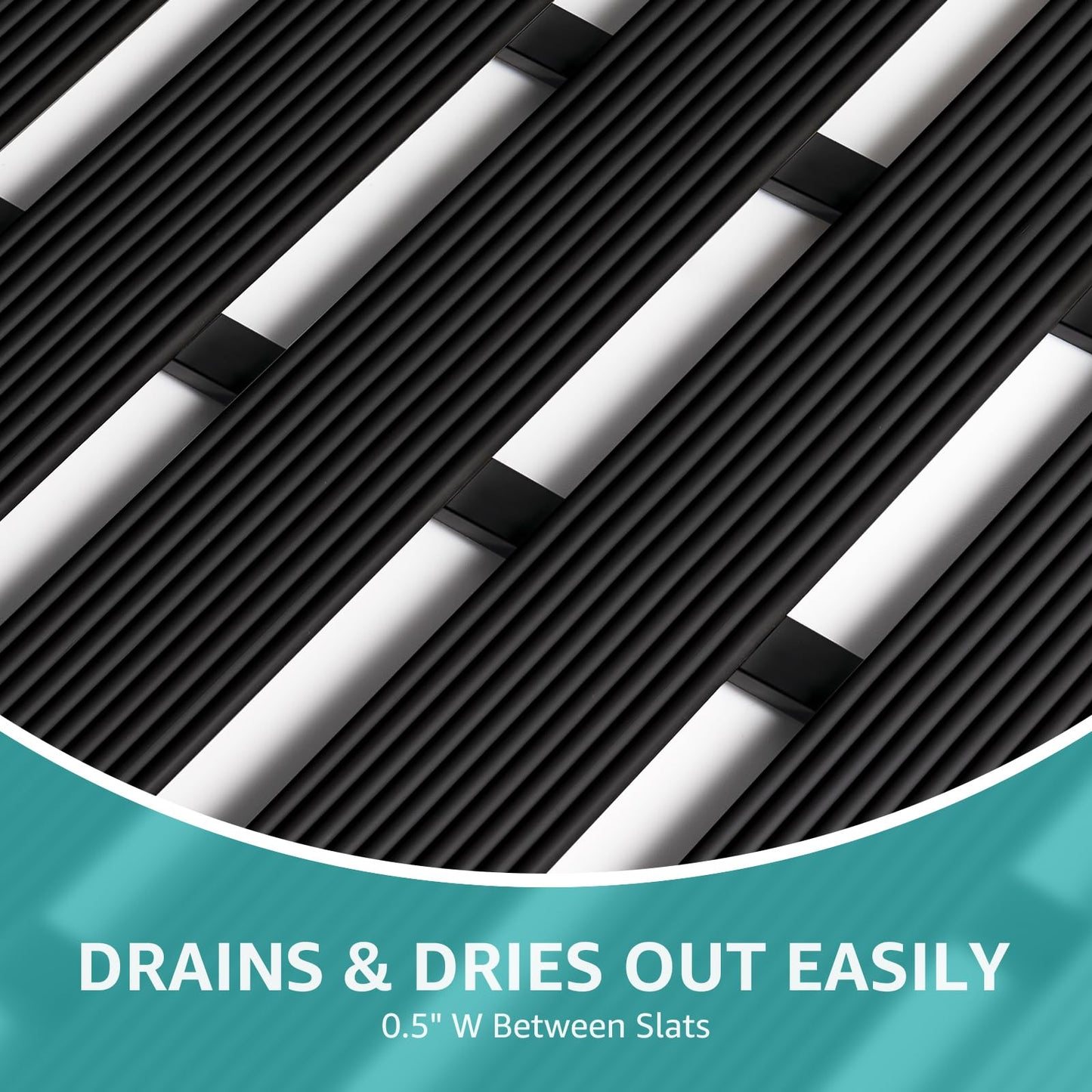 OTHWAY Large Shower Mat, 35.4 x 24 Inch No Suction Cup Shower Mat Non Slip, Quick Drain Non Slip Shower Mats for Inside Shower, Heavy Duty Curlable PVC Stand up Shower Floor Mat, Black