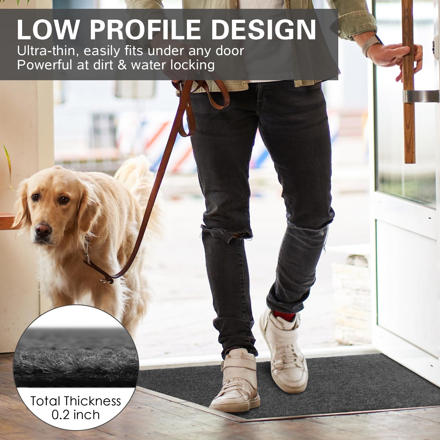 Neiza Front Door Mat Indoor and Outdoor, Non-Slip Low Profile Doormat 60"x35", Thin Yet Super Water, Quick-Drying, Dirt Resistant,No Shedding Doormats for Entrances, Garage, Pets,Hotel,Office