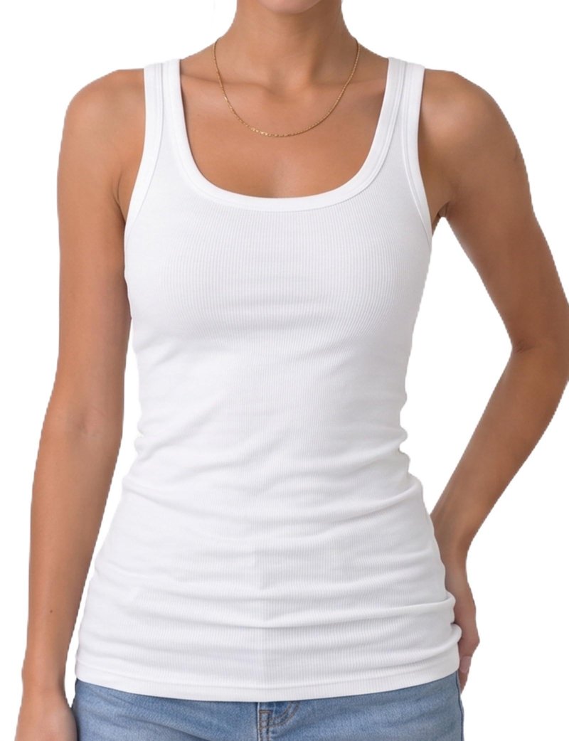 AURUZA Tank Tops for Women, U Neck Ribbed Tank Top, Women Slim Knit Going Out Tops Sleeveless Basic Summer Shirts, Medium, White