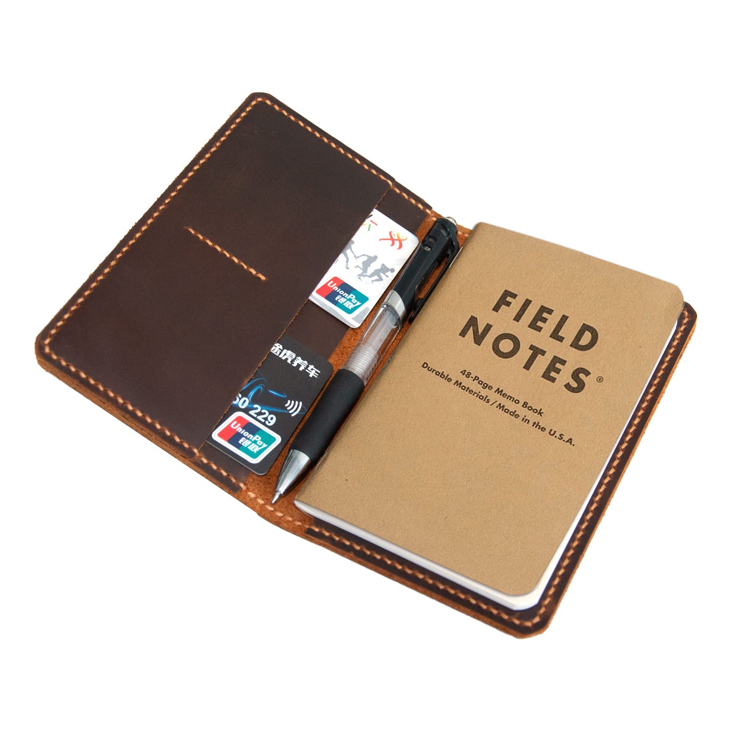 Handmade Leather Cover For 3.5"X5.5" Notebooks,Leather Journal Cover for Field Notes, Gift For Him (Brown)