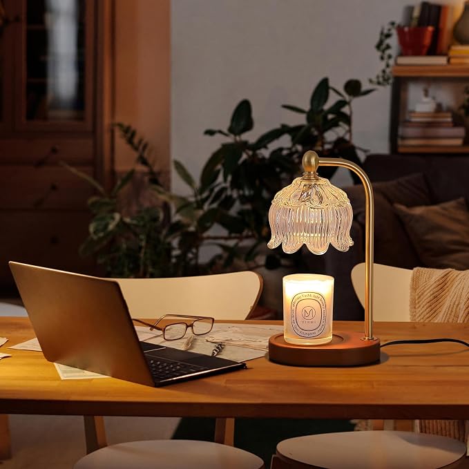 MEIXISUE Candle Warmer Lamp with Timer Dimmable,Antique Brass Candle Lamp,Wax Melt Warmer Light for Jar Candles,Mother's Day/Birthday Gifts for Mom/Wife,Home Decor Lamp,with 2 Bulbs
