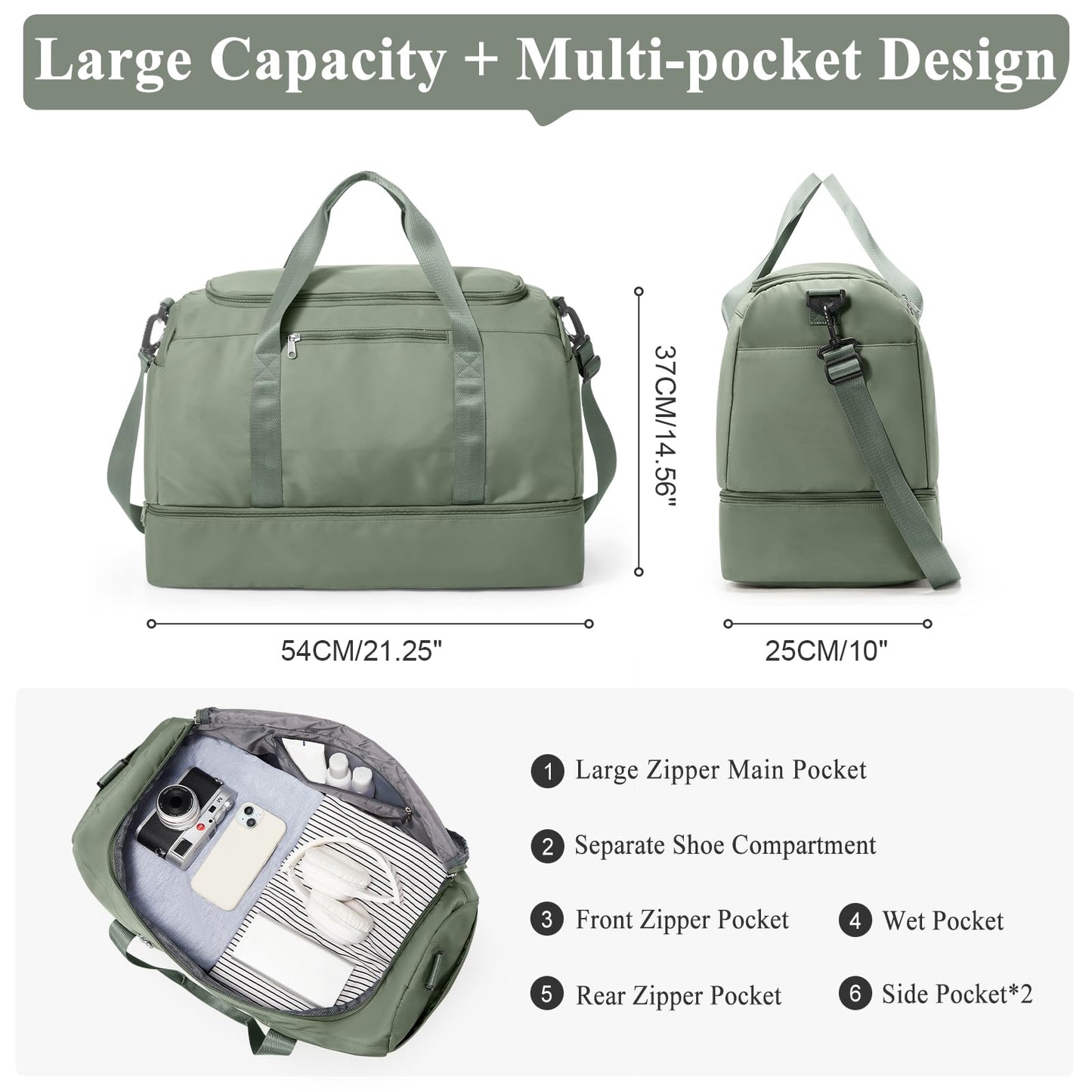 Extra Large Travel Duffle Bag,Carry on Overnight Weekend Bag with Shoes Compartment,Weekender Bags for Women for Travel Business Trips Sport Hospital