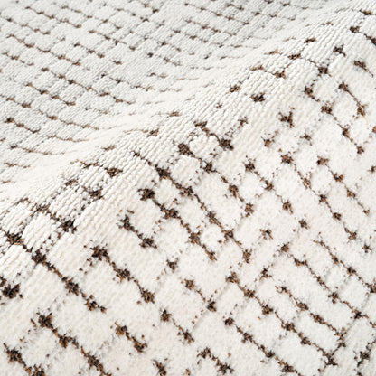 Abani Cream/Brown Area Rug – 5' x 8' – Oliver Collection – Crosshatch Pattern – Non-Shedding, Easy to Clean – Durable for Living Room, Bedroom, or Office, Pet & Child Friendly