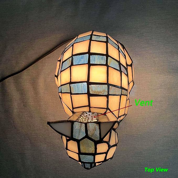 Bieye L10872 Lovely Cat Tiffany Style Stained Glass Accent Table Lamp Night Light for Home Decoration (One Cat, Blue)