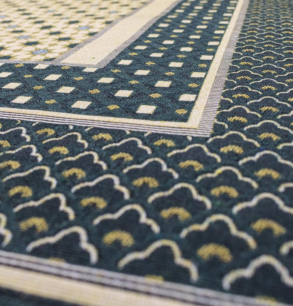 Modefa Turkish Islamic Prayer Mat Janamaz Sajjadah | Thin Woven Cotton Praying Rug Ramadan Eid Gift | Traditional Muslim Sejada for Men Women - Hira Diamond (Dark Green)