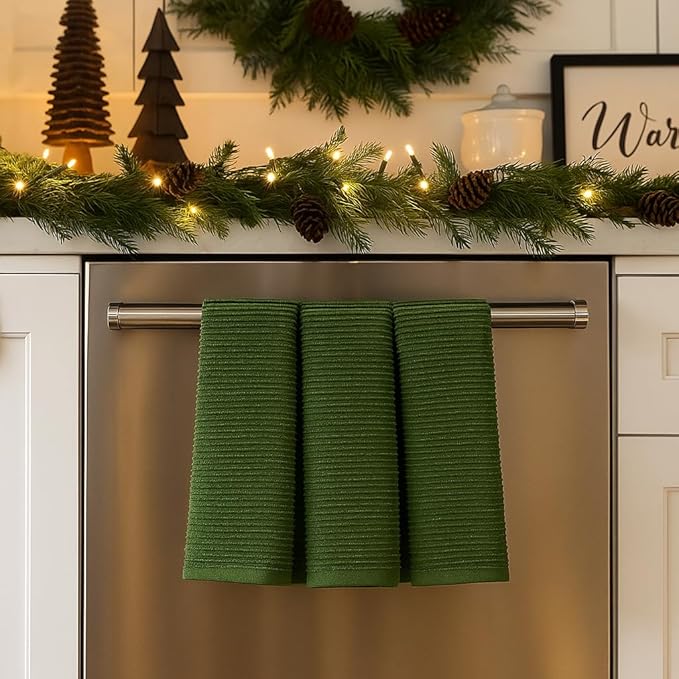 Serafina Home Avocado Forest Green Kitchen Hand Dish Towels: Oversized 28" x 18"