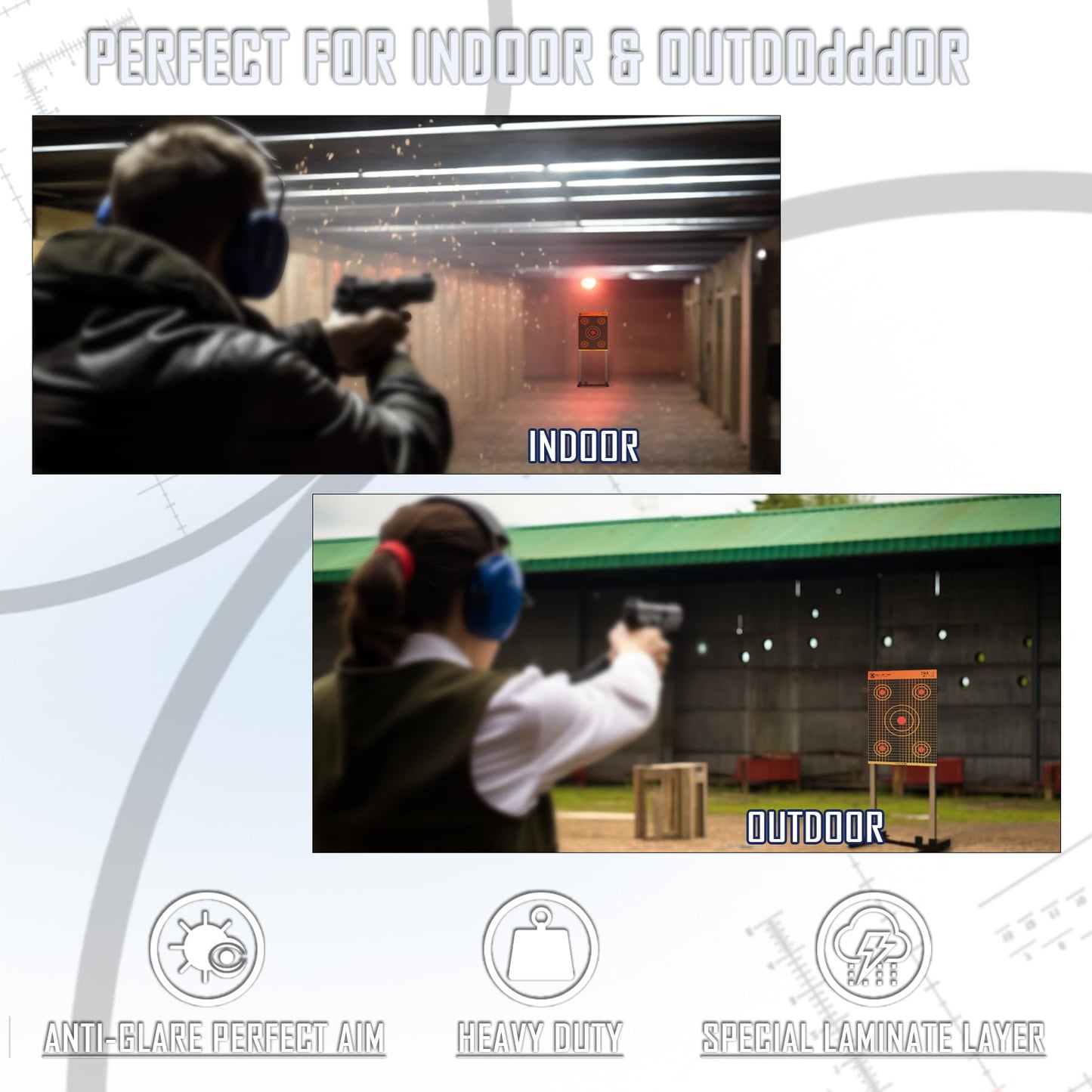KNINE OUTDOORS Shooting Paper Targets for Shooting Range, 23x35 inch, Bulk for Hunting, Handguns, Pistols, Rifles, Axis Design (10 Pack)