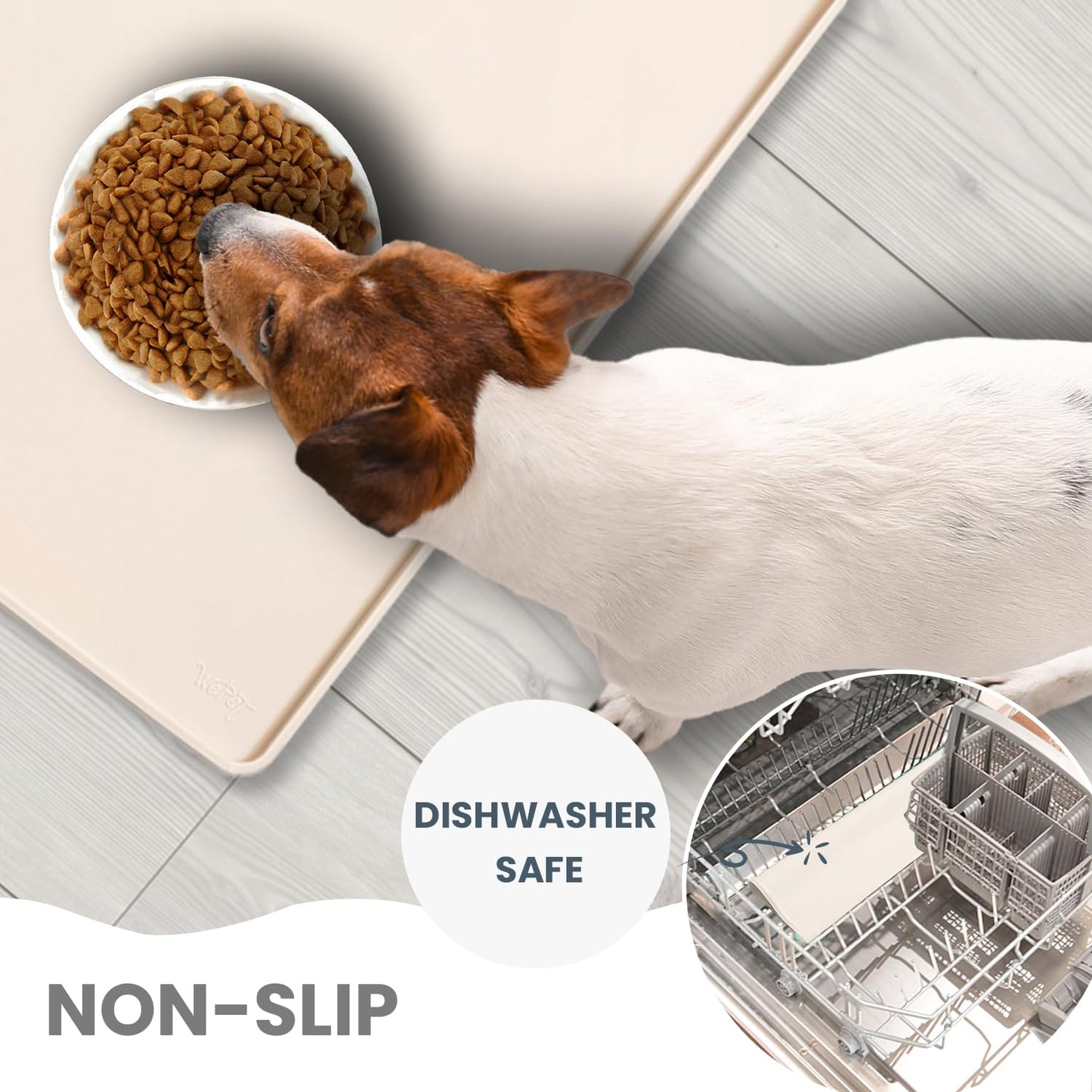 WePet Non-Slip Waterproof Pet Feeding Mat, 20x12 Inch - Silicone Dog & Cat Food Mat with Raised Edge to Stop Food Spills and Water Spills - Dishwasher Safe, Easy Clean
