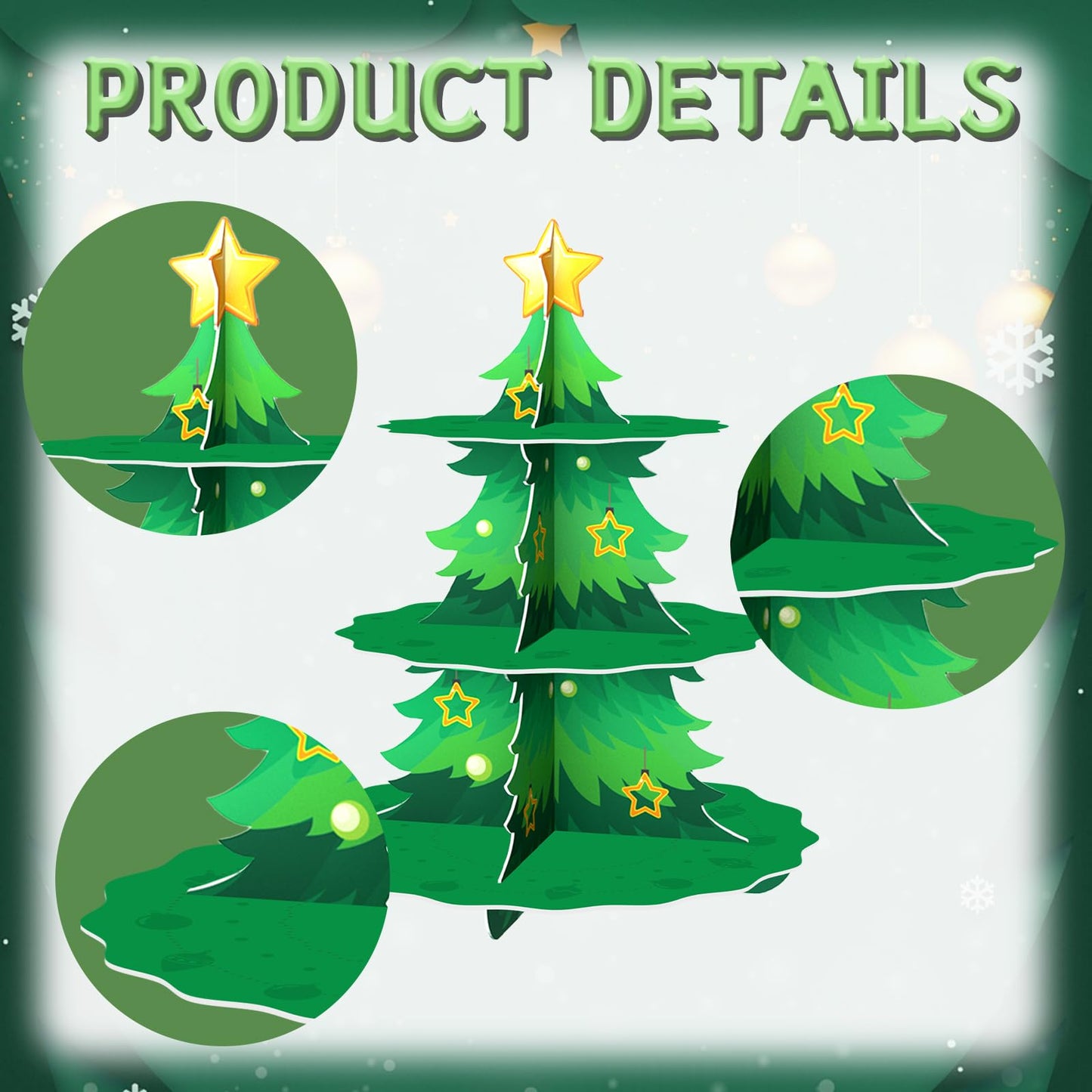 WEEPA Christmas Party Decorations Christmas Cake Stand 3 Tier Christmas Tree Cupcake Stand for Birthday Party Supplies