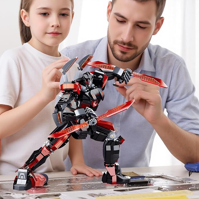 Black Wanderer Mech Building Set 585 Pieces Dark Robot Action Figure with 2 Weapon Modes Ronin Destroyer Model Kit Anime Gift for Adults Teens