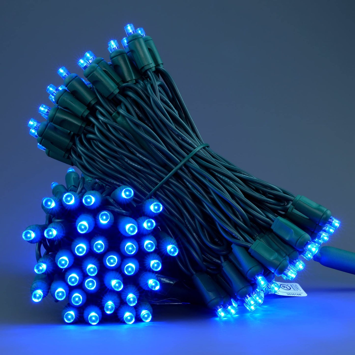 YULETIME 140 Blue Christmas String Lights, 2-Set 24 ft 70 One-Piece 5mm LED
