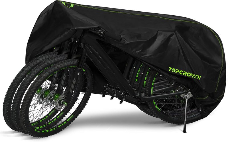 Bike Cover Waterproof - Outdoor Storage for 3 Bikes | UV, Dust & Wind Protection, 210D Black & Green, XXXL Size