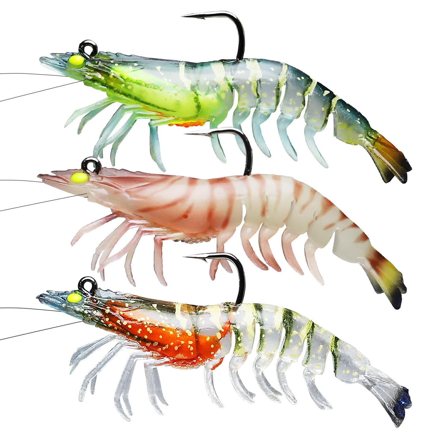 TRUSCEND Duramax Soft Fishing Lures with BKK Hooks, Balanced Action, Tear-Resistant TPE, Pre-Rigged Shrimp & Crayfish Lures for Bass, Trout, Walleye, Crappie, Freshwater Saltwater Pro Fishing Baits