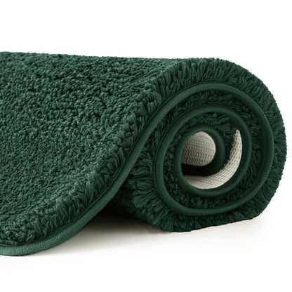 MIULEE Dark Green Bathroom Rugs Set 2 Piece, Soft Absorbent Microfiber Bath Mat Set, Non Slip Quick Dry Machine Washable Plush Shaggy Bath Rugs for Bathroom Floor, Tub and Shower, 16x24 inches