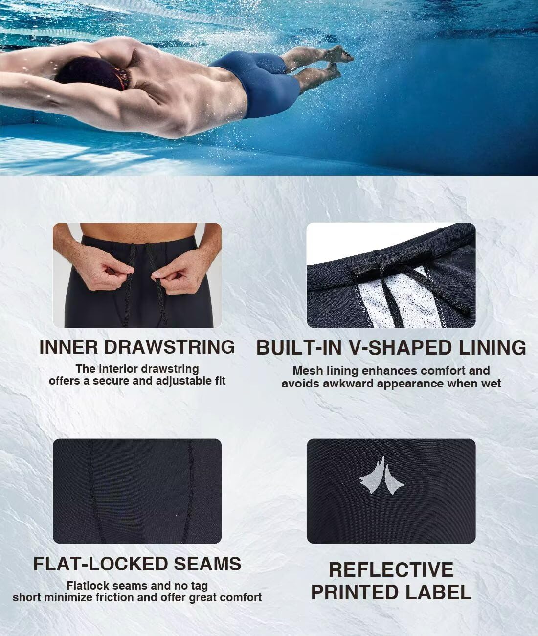 Eteoepo Swim Jammers for Men Athletic Training Endurance Swimsuit Durable Team Lap Swimming Racing Competition Swimwear(Black01,M)